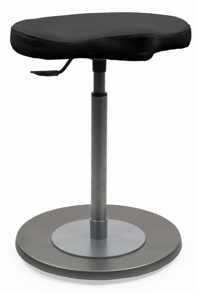 Tabouret Mayer Sitzmöbel avec siège ergonomique, plaque de base couleur acier inoxydable, noir brillant, 1168_EF_30572