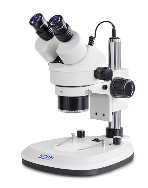Microscope stéréo zoom KERN Optics avec éclairage annulaire, Greenough 0,7 x - 4,5 x, binoculaire, Oculaire HWF 10x / Ø 20mm, OZL 465