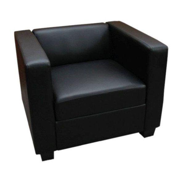 Fauteuil Mendler chaise longue Lille, simili cuir, noir, 14202+14240