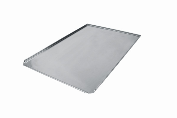 Plaque à pâtisserie Schneider 600 x 400 mm, en aluminium, 1 côté court ouvert à 45°, 381109