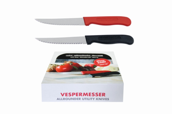 Couteau à snack de comptoir Schneider 20 couteaux/présentoir, 12 x noirs et 8 x rouges chacun, 261800