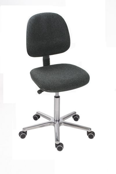 Chaise de travail Lotz ESD, DIN EN 61340-5-1, rembourrage assise/dossier, anthracite, grand, hauteur d'assise 510 - 700 mm, piètement en aluminium, roulettes, 6644.15a