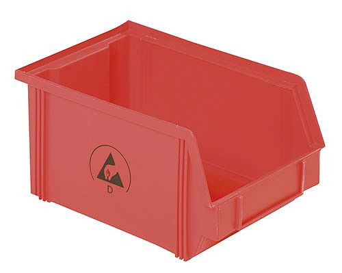 Bedrunka+Hirth Boîtes de rangement visibles IDP-STAT® - conductrices, rouges, dimensions en mm (LxPxH) : 145 x 235 x 125, 27 pièces, E5321.R.4