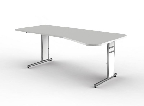 Table de forme libre Kerkmann avec piètement en C, forme 4, L 1950 x P 800/1000 x H 680-820 mm, gris clair, 114109.1