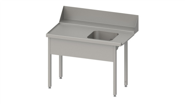Table d'alimentation Stalgast "Pro", guide panier avec pente, avec 1 bac 1700x750x880mm, montage côté gauche, dosseret, panneau bac, soudé, VZL17713LA