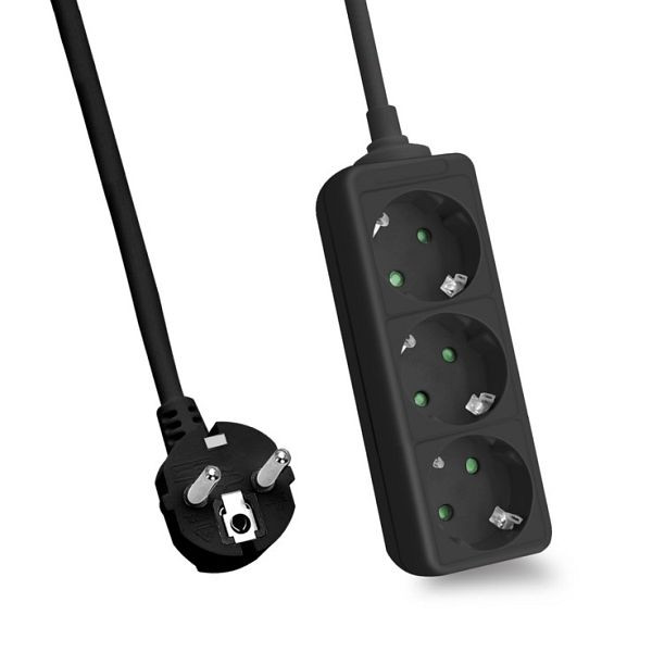 Helos multiprise CLASSIC, 3 voies, noir, 5,0m, sans interrupteur, 262802