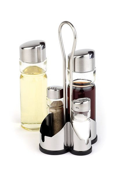 APS Huilier en 4 parties -Économique-, 11 x 10,5 cm, hauteur : 22 cm, acier inoxydable, verre, PP, ABS, 4 parties, 40460