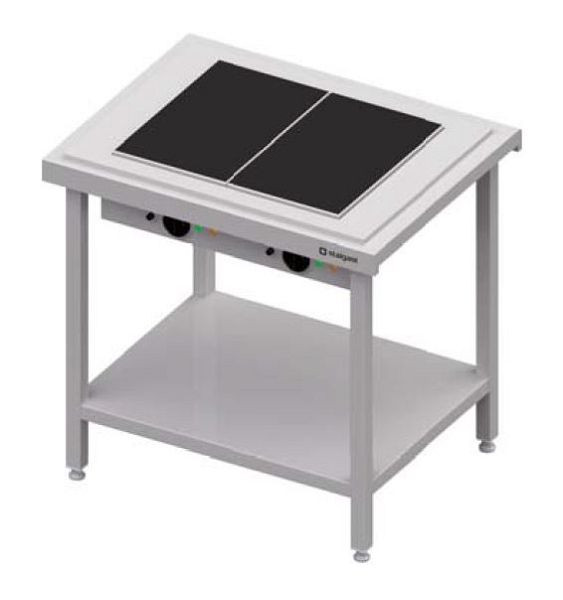 Stalgast Service chaud avec plaque vitrocéramique 3x GN1/1, 1245x735x880, couvercle inox, CF12108
