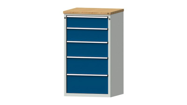 Armoire à tiroirs pour établis ANKE, modèle 4007 V, 765 x 700 x 1320 mm, RAL 7035/5010, BMP 40 mm, 611.113