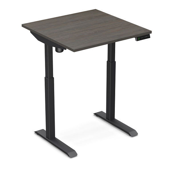 Bureau assis-debout Worktrainer StudyDesk (noir / brun chêne 80 x 80 cm), StD-s-blk-bo