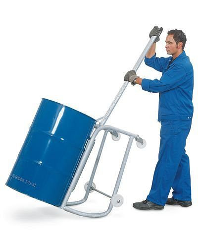 Basculeur de fûts DENIOS FKX avec tige de levier, acier, galvanisé, pour 1 fût de 200 litres, 115-235