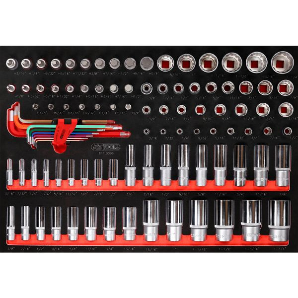 KS Tools PERFORMANCEplus jeu d'outils 99 pièces clé à douille 1/4'+3/8'+1/2', 811.0099