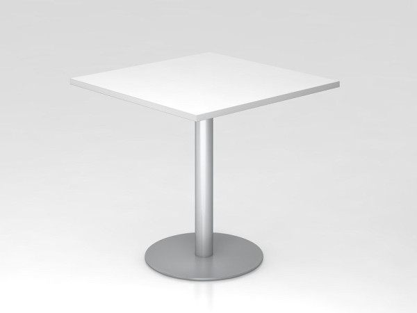 Table de réunion Hammerbacher 80x80cm blanc/argent, structure argentée, VSTF88/W/S