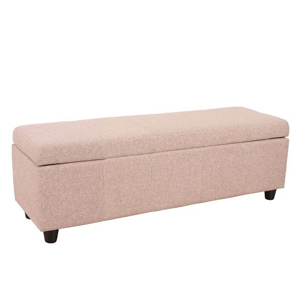 Coffre de rangement Mendler Kriens, banc banc, tissu/textile, 45x114x45cm, beige, 21445