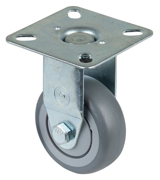 Rouleau d'appareil BS Wheels, plateau, largeur de roue 20 mm, roue Ø 50 mm, capacité de charge 50 kg, bande de roulement en caoutchouc gris, roulement à billes, lot de 8, A310.A85.050