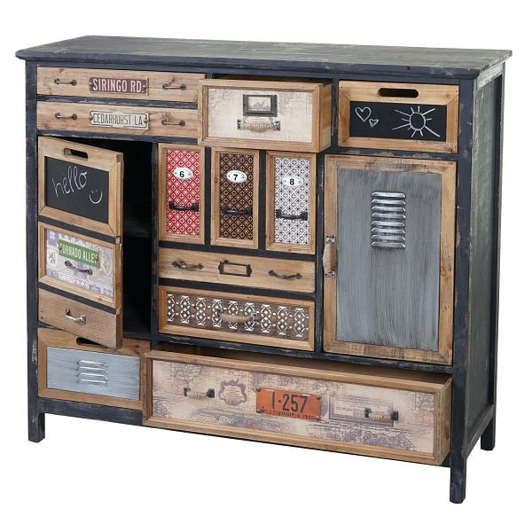 Armoire d'apothicaire Mendler HWC-A43, commode, aspect shabby vintage en bois de sapin massif 100x110x32cm, 60021