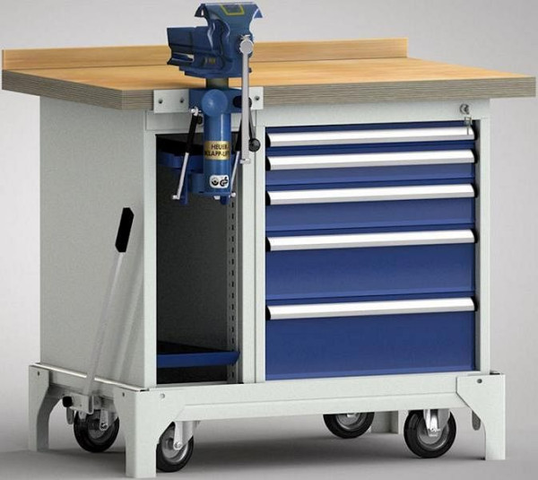 Etabli professionnel mobile KLW - 1000 x 700 x 871 mm L x l x H, WP795N-1000M45-E7035