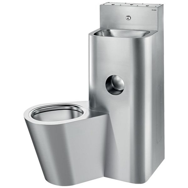 KEMMLIT WC combiné KOMPACT TW/TWW - avec lavabo et WC sur pied, acier inoxydable 1.4301 satiné, 252.689