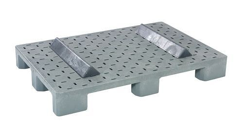 Euro palette DENIOS, en PE-RE, 800 x 1200 x 200 mm, avec 9 pieds et 2 cales transversales, lot de 5, 312668