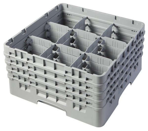 Panier de lavage Cambro 9 compartiments Camrack®, gris doux, 21,5 cm, lot de 2, 9S800151