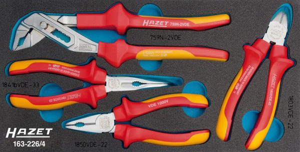 Jeu de pinces Hazet, double isolation, nombre d'outils : 4, 163-226/4