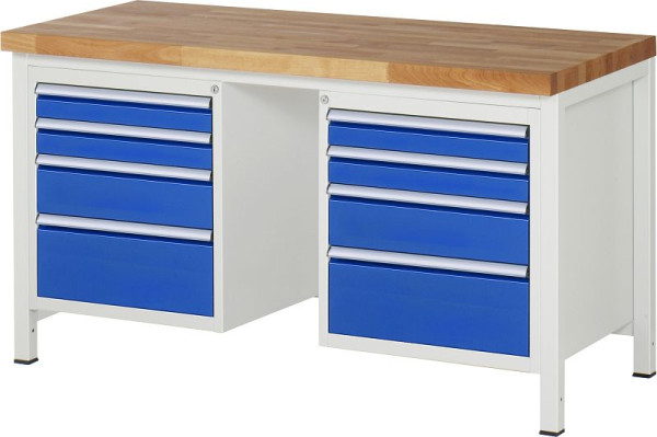 Etabli RAU série 8000 - modèle 8182, L1500 x P700 x H840-1040 mm, base système L1495 x P650 x H800-1000 mm, 03-8182A1-157B4H.11