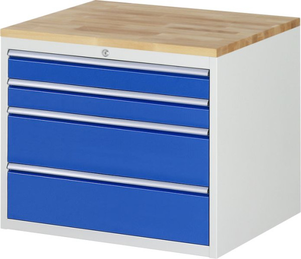 Armoire à tiroirs RAU série 7000, L770 x P650 x H645 mm, 4 x tiroirs taille XL 2xH90, 2xH180 mm, plan de travail en hêtre massif, épaisseur 25 mm, 03-XL3.1A-B.11