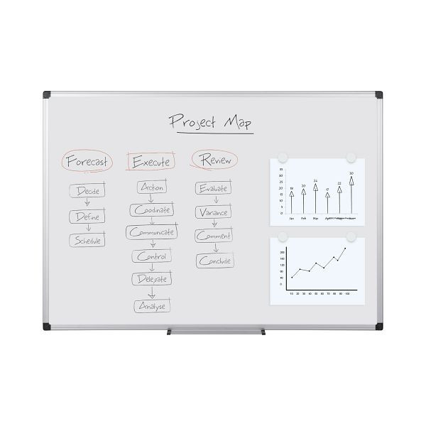 Tableau blanc émaillé Bi-Office Maya avec cadre en aluminium 150x100cm, CR0901170