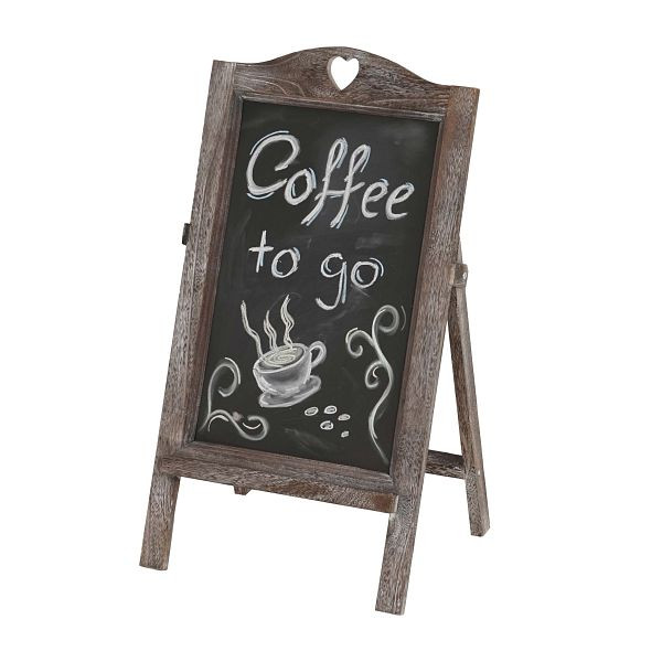 Panneau publicitaire Mendler HWC-E51, tableau noir sur pied, 66x37x27cm aspect shabby vintage, marron, 36716