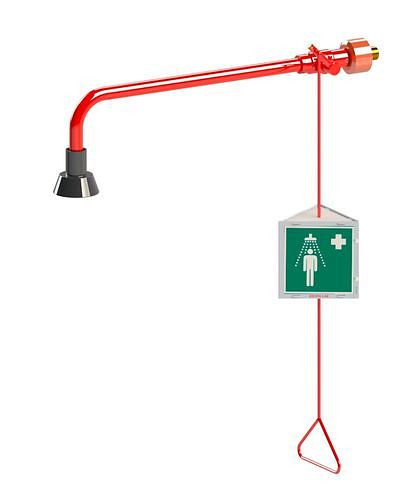 Douche de corps B-SAFETY, rouge, rosace coulissante, montage mural, encastré, DVGW, 306260
