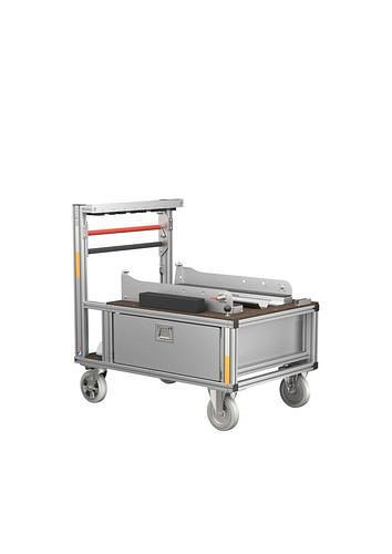 Conteneur roulant DENIOS, pompe portable avec tuyaux d'aspiration sur pied, 305165
