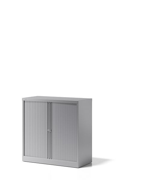 Armoire à volet roulant Bisley Essentials, avec 1 étagère pour 2 hauteurs de dossiers, argent, YETB10101SSL355