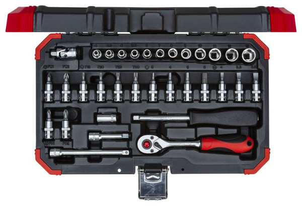 Jeu de clés à douilles rouges GEDORE 1/4 SW4-13mm 33 pièces, 3300051