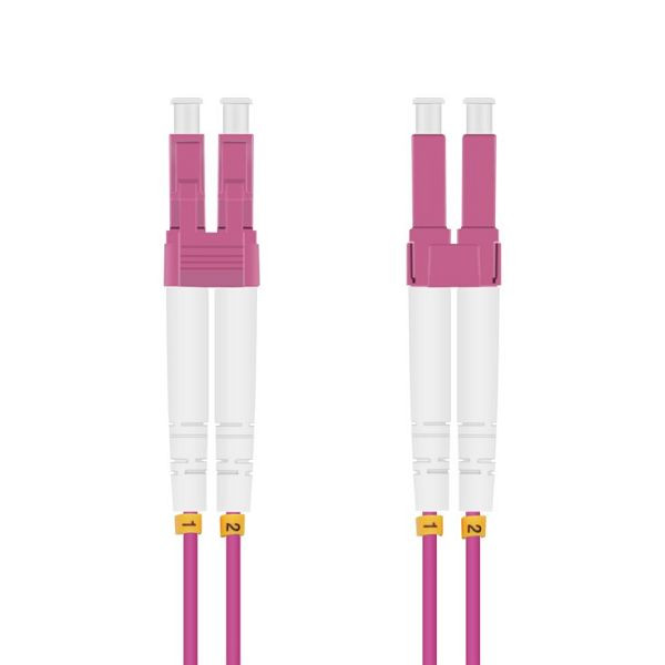 Câble patch fibre optique Helos LC/LC Duplex50/125µm OM4 violet chiné 20,0m, 115706
