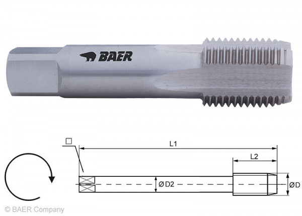 BAER HSSG taraud coupant forme D - PG 9 x 18, 320101002