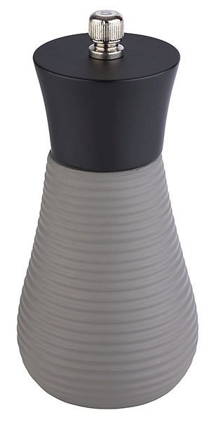 Moulin à sel APS -ELEMENT-, Ø 7,5 cm, hauteur : 15,5 cm, béton, bois, couleur : gris / noir, broyeur en acier inoxydable, 40558