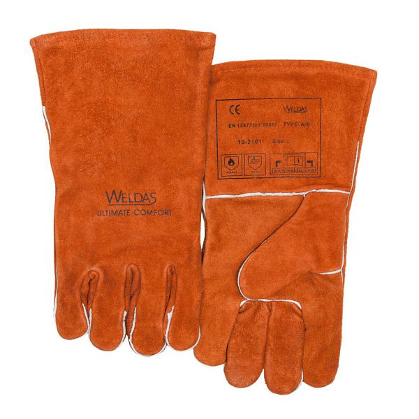 ELMAG Gants de soudage à 5 doigts WELDAS 10-2101L-LH, MIG/MAG/MMA en coton, longueur : 34 cm, taille 9 (2 gants gauche), 59102