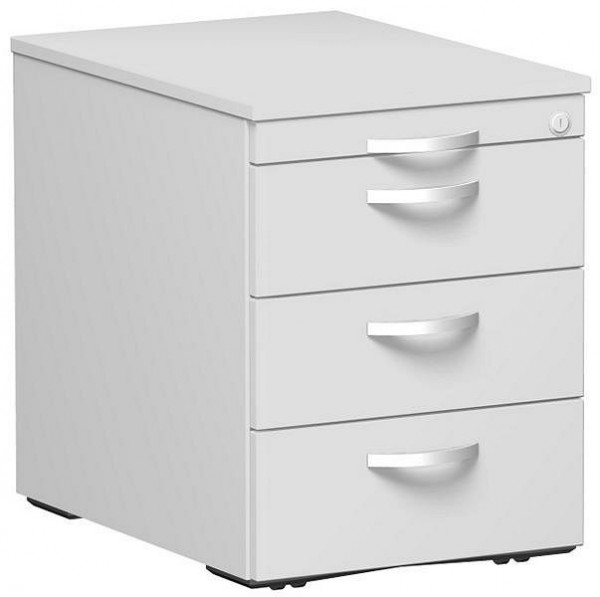 geramöbel conteneur mobile 3 tiroirs en plastique, glissière à rouleaux en métal, verrouillage centralisé, 438x600x565, gris clair/gris clair, S-530151-LL