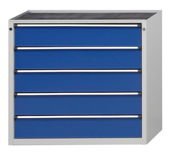 Armoire à outils ANKE; 1060 x 675 x 980 mm; RAL 7035/5010; Baignoire avec tapis antidérapant; 5 x tiroirs, 610.400