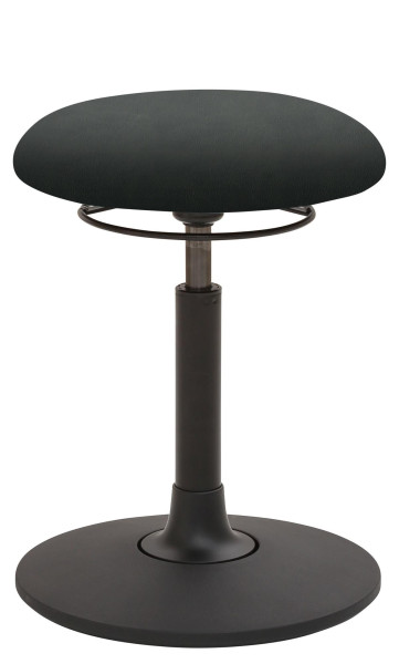 Tabouret Mayer Sitzmöbel , assise en plaque ronde, rembourré, avec anneau de déclenchement noir, hauteur d'assise 49 - 69 cm, noir, revêtement : Finca, 1166_GF30_30572