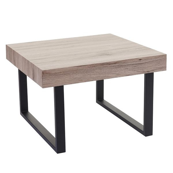 Table basse Mendler Kos-C88, table basse d'appoint, 42x60x60cm, aspect chêne, pieds en métal foncé, 61890