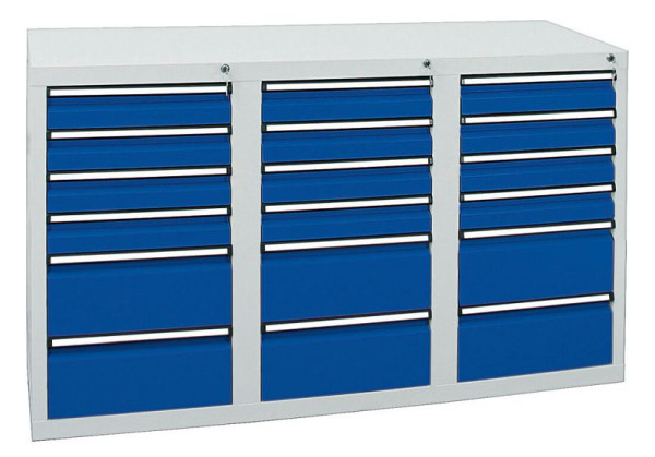 armoire à tiroirs émoussés série STS 410, RAL 7035/5010, 18 tiroirs (12x100, 6x200 mm), 7103574
