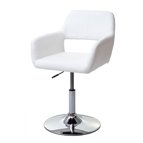 Chaise de salle à manger Mendler HWC-A50 III, chaise chaise de cuisine, années 50 rétro, simili cuir, blanc, piètement chromé, 63932