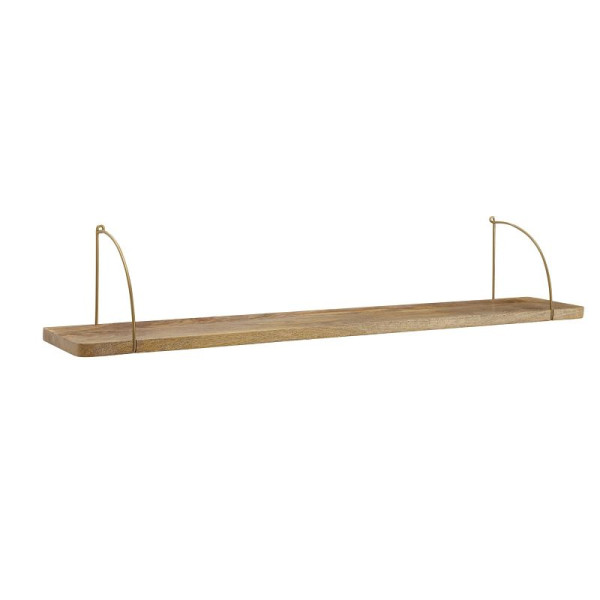Wohnling Étagère Murale 120x25x22 cm Bois Massif de Manguier/Étagère Suspendue en Métal Industriel, Grande Étagère Flottante Design, Étagère Suspendue Salon, WL6.598
