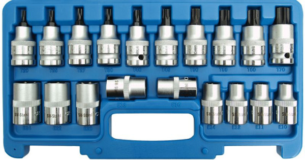 Inserts pour clés à douille SW-Stahl, 1/2", 19 pièces, 04180L