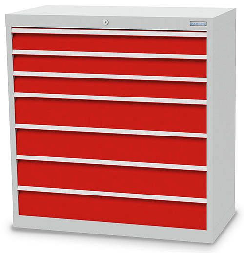 Armoire à tiroirs Bedrunka+Hirth, profondeur 500 mm, R 36-16, 980 x 500 x 1019 mm, 7 x tiroirs (3x 100VA, 4x 150VA), capacité de charge 75 kg, 90.340-75