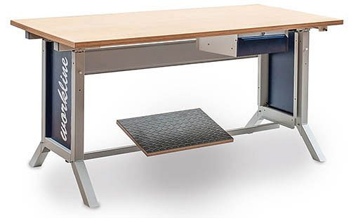 Combinaison de table de base Bedrunka+Hirth workline, serrure à pince, 1x plan de travail en hêtre multiplex, 1x bloc de base, 1000 x 750 mm, 07.25.25