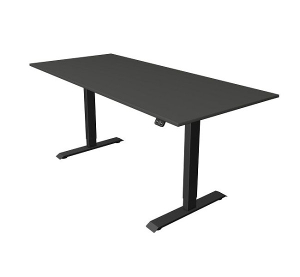 Table assis/debout Kerkmann L 1800 x P 800 mm, réglable en hauteur électriquement de 740 à 1230 mm, anthracite, 10182313