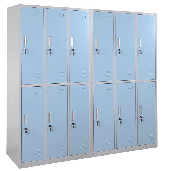 Casier Mendler Boston T829, casier pour objets de valeur, métal 12 compartiments, bleu, 2x54029