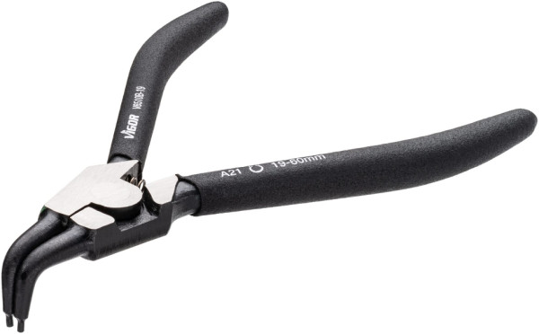 Pince à circlips VIGOR, 180 mm, pointes coudées à 90° (Forme B), V6510B-19